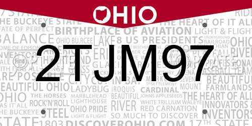 2TJM97 Ohio License Plate