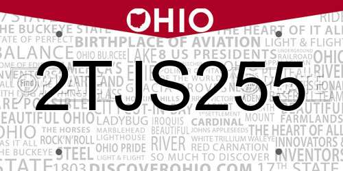 2TJS255 Ohio License Plate