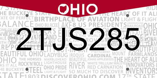 2TJS285 Ohio License Plate