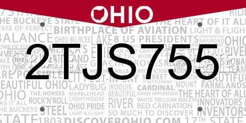 2TJS755 Ohio License Plate