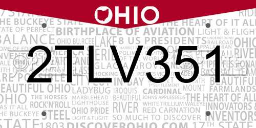 2TLV351 Ohio License Plate