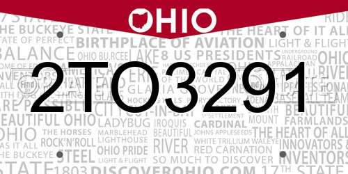2TO3291 Ohio License Plate