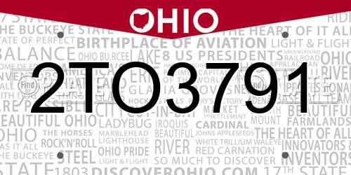2TO3791 Ohio License Plate