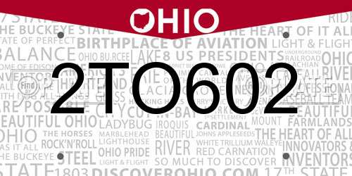 2TO602 Ohio License Plate