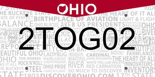 2TOG02 Ohio License Plate