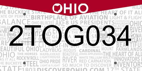 2TOG034 Ohio License Plate
