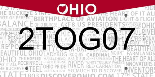 2TOG07 Ohio License Plate