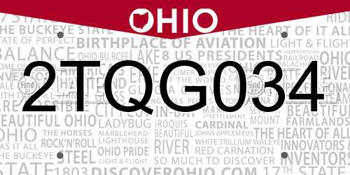 2TQG034 Ohio License Plate