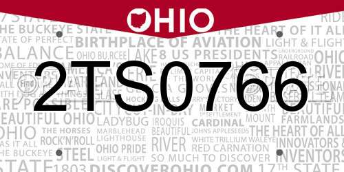 2TS0766 Ohio License Plate