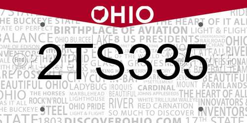 2TS335 Ohio License Plate