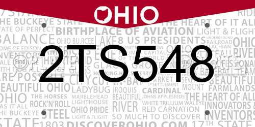 2TS548 Ohio License Plate