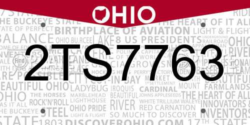 2TS7763 Ohio License Plate