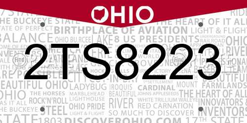 2TS8223 Ohio License Plate