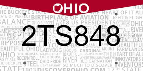 2TS848 Ohio License Plate