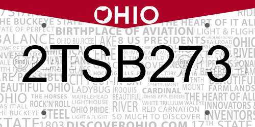 2TSB273 Ohio License Plate
