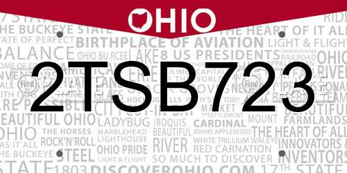 2TSB723 Ohio License Plate