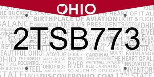 2TSB773 Ohio License Plate