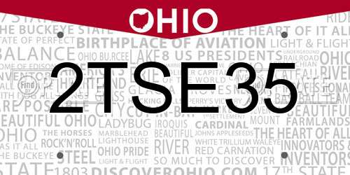 2TSE35 Ohio License Plate