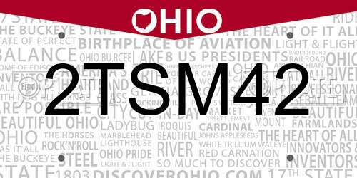 2TSM42 Ohio License Plate