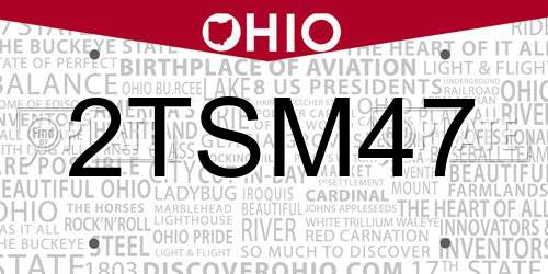2TSM47 Ohio License Plate
