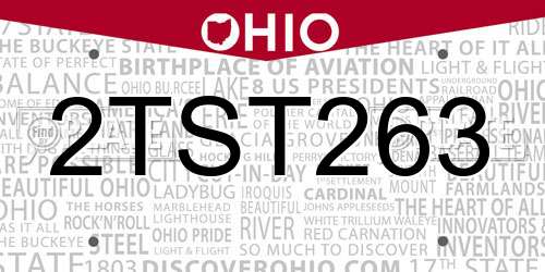 2TST263 Ohio License Plate