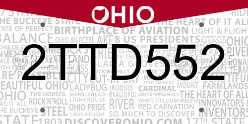2TTD552 Ohio License Plate
