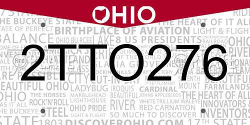 2TTO276 Ohio License Plate