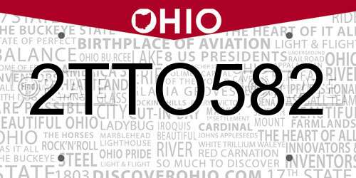 2TTO582 Ohio License Plate
