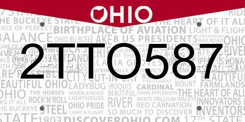 2TTO587 Ohio License Plate