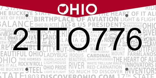 2TTO776 Ohio License Plate