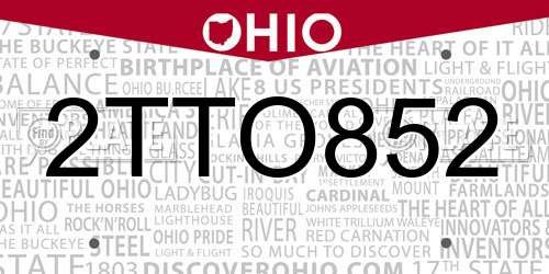2TTO852 Ohio License Plate