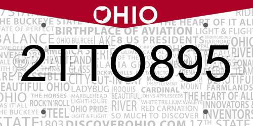 2TTO895 Ohio License Plate