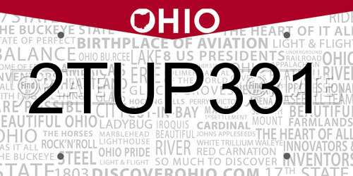2TUP331 Ohio License Plate
