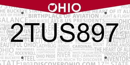 2TUS897 Ohio License Plate