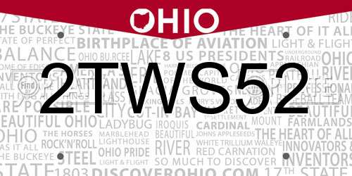 2TWS52 Ohio License Plate