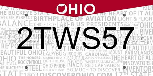 2TWS57 Ohio License Plate