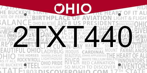 2TXT440 Ohio License Plate
