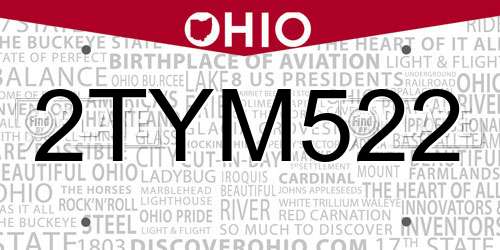 2TYM522 Ohio License Plate