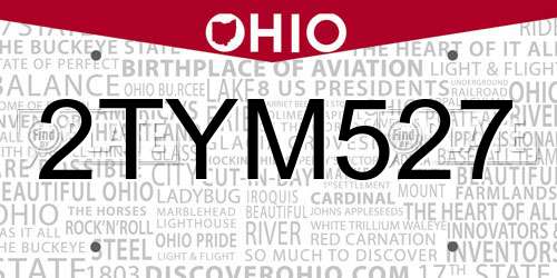 2TYM527 Ohio License Plate