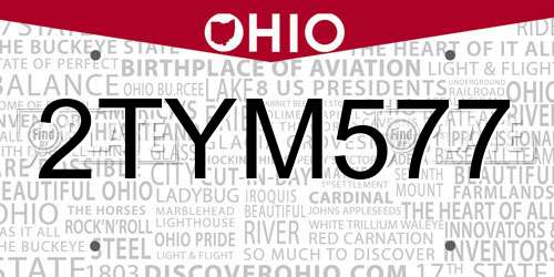 2TYM577 Ohio License Plate