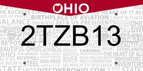 2TZB13 Ohio License Plate