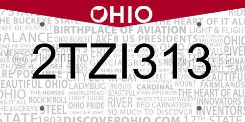 2TZI313 Ohio License Plate