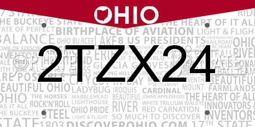 2TZX24 Ohio License Plate