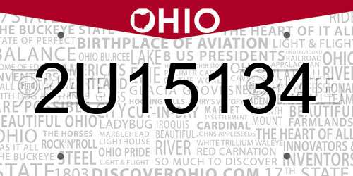 2U15134 Ohio License Plate