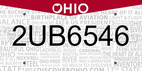 2UB6546 Ohio License Plate