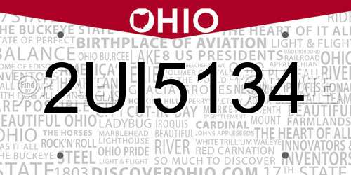 2UI5134 Ohio License Plate