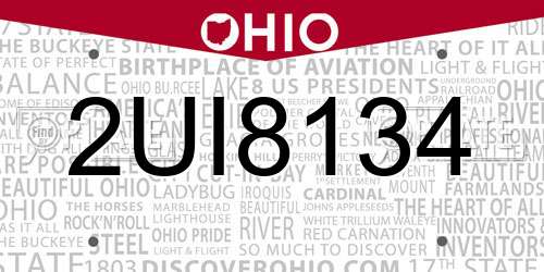 2UI8134 Ohio License Plate