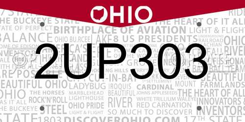 2UP303 Ohio License Plate