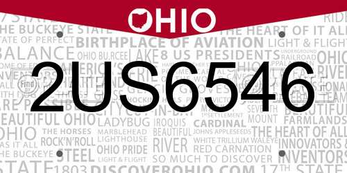2US6546 Ohio License Plate