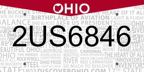 2US6846 Ohio License Plate